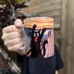 SUUURA-OO Famous Art Paintings Funny Cat Coffee Mug for Artist Art Lover Teacher Cat Lovers, Famous Picture Classic Vincent Aesthetic Canvas Mug Birthday Gift for Women Man (The Scream)