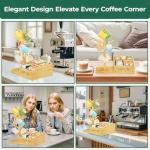 EsLuker.ly Mug Tree Holder Stand, Countertop Bamboo Coffee Cup Organizer Rack for Kitchen Office, Space-Saving Coffee Station Bar Organizer with 6 Hooks, Modern Design Enhances Decor