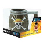 ABYSTYLE One Piece Anime Straw Hat Jolly Roger Barrel Ceramic Coffee Tea 3D Mug 12 oz Drinkware Manga Gift One Piece Mug OP Merch Anime Collectible Cup