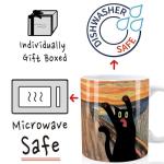 SUUURA-OO Famous Art Paintings Funny Cat Coffee Mug for Artist Art Lover Teacher Cat Lovers, Famous Picture Classic Vincent Aesthetic Canvas Mug Birthday Gift for Women Man (The Scream)