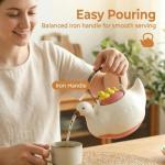 WUYIAZHI Duck Shaped Ceramic Teapot with Iron Handle, 40 oz Teapot for Tea, Cute Duck Design