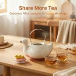 WUYIAZHI Duck Shaped Ceramic Teapot with Iron Handle, 40 oz Teapot for Tea, Cute Duck Design