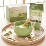 EDELHAUS Matcha Kit Whisk Set (7 Pcs) - Complete Matcha Set, Matcha Bowl with Spout, Whisk with Holder, Bamboo Scoop with Rest and Sifter, Perfect Kit for Matcha Lovers (Green Mist)