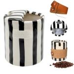 Shelprojsu 10oz Ceramic Espresso Coffee Mug,Vintage Striped Coffee Mugs with Scalding Cup Sleeve Suitable for Both Hot and Cold Drinks Ideal Gift for Coffee (Black)