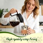 Shelprojsu 10oz Ceramic Espresso Coffee Mug,Vintage Striped Coffee Mugs with Scalding Cup Sleeve Suitable for Both Hot and Cold Drinks Ideal Gift for Coffee (Black)