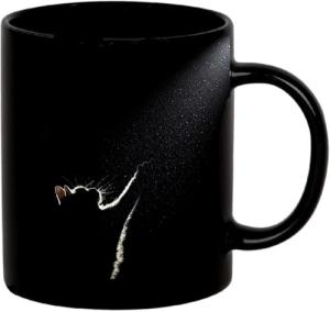 awenyzen Black Cat Coffee Mug – 11oz Black Ceramic Mug with Artistic Light Silhouette Design, Minimalist Aesthetic Cat Lover Gift for Home Office, Tea & Coffee Cup