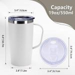 Trwcrt 19oz Insulated Coffee Mug with Handle, Double Wall Vacuum Stainless Steel Travel Coffee Tumbler, White