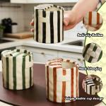 Shelprojsu 10oz Ceramic Espresso Coffee Mug,Vintage Striped Coffee Mugs with Scalding Cup Sleeve Suitable for Both Hot and Cold Drinks Ideal Gift for Coffee (Black)