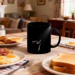 awenyzen Black Cat Coffee Mug – 11oz Black Ceramic Mug with Artistic Light Silhouette Design, Minimalist Aesthetic Cat Lover Gift for Home Office, Tea & Coffee Cup