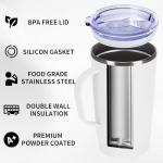 Trwcrt 19oz Insulated Coffee Mug with Handle, Double Wall Vacuum Stainless Steel Travel Coffee Tumbler, White