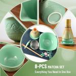 510mL Matcha Whisk Set: 8 Pcs Complete Ceramic Matcha Kit with Handcrafted Bamboo Chasen & Bowl - Frothy Tea Ceremony, Romantic Morning Ritual - Gift for Mom & Beginners
