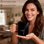 awenyzen Black Cat Coffee Mug – 11oz Black Ceramic Mug with Artistic Light Silhouette Design, Minimalist Aesthetic Cat Lover Gift for Home Office, Tea & Coffee Cup