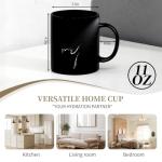 awenyzen Black Cat Coffee Mug – 11oz Black Ceramic Mug with Artistic Light Silhouette Design, Minimalist Aesthetic Cat Lover Gift for Home Office, Tea & Coffee Cup