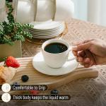 BTaT- Cappuccino Cups with Saucers 8 oz, Set of 12, White Porcelain Coffee Cup and Saucer Set for Latte with Golden Trim Design, Dishwasher Safe, Mocha, Tea, Au Lait, Flat White, Mothers Day Gift