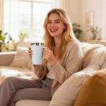 Trwcrt 19oz Insulated Coffee Mug with Handle, Double Wall Vacuum Stainless Steel Travel Coffee Tumbler, White