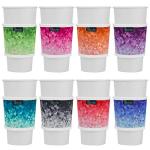 Beautyflier 8pcs Anti-Slip Neoprene 2.5mm Thick Collapsible Heat Resistant Coffee Cup Insulated Sleeve for Coffee/Tea/Cold Drinks (Geometric gradient),20 ounces
