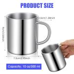 4 PCS Stainless Steel Coffee Mug with Handle, 10oz/300ml Metal Double Walled Cups Anti Scalding Insulated Mugs Reusable Metal Cup Tumbler for Home Camping Travel Outdoors Coffee,Tea and Cold or Hot
