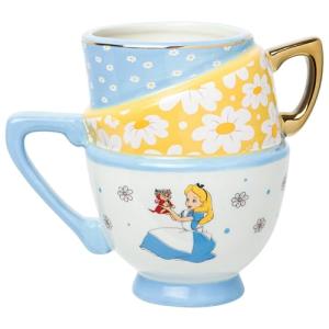 Silver Buffalo Disney Alice in Wonderland and Dinah Stacked Teacup 3D Sculpted Ceramic Coffee Mug, 20 Ounces
