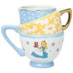 Silver Buffalo Disney Alice in Wonderland and Dinah Stacked Teacup 3D Sculpted Ceramic Coffee Mug, 20 Ounces