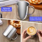 4 PCS Stainless Steel Coffee Mug with Handle, 10oz/300ml Metal Double Walled Cups Anti Scalding Insulated Mugs Reusable Metal Cup Tumbler for Home Camping Travel Outdoors Coffee,Tea and Cold or Hot