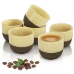 DEAYOU Set of 6 Ceramic Espresso Cups, 4.2oz Stackable Japanese Tea Cups, Handleless Chinese Teacup, Thick Walled Demitasse Cups for Espresso Machine, Cafe, Dishwasher & Microwave Safe