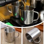 4 PCS Stainless Steel Coffee Mug with Handle, 10oz/300ml Metal Double Walled Cups Anti Scalding Insulated Mugs Reusable Metal Cup Tumbler for Home Camping Travel Outdoors Coffee,Tea and Cold or Hot
