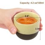 DEAYOU Set of 6 Ceramic Espresso Cups, 4.2oz Stackable Japanese Tea Cups, Handleless Chinese Teacup, Thick Walled Demitasse Cups for Espresso Machine, Cafe, Dishwasher & Microwave Safe