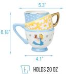 Silver Buffalo Disney Alice in Wonderland and Dinah Stacked Teacup 3D Sculpted Ceramic Coffee Mug, 20 Ounces
