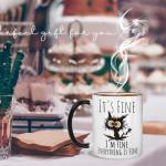 FALJIOK Funny Cat Coffee Mug Gifts for Cat Lover, It's Fine I'm Fine Everything Is Fines Coffee Mug 11oz, Novelty Mugs Gift for Women Man, Cats Lover Birthday Christmas Mugs