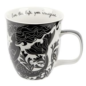 Karma Gifts 14 oz Black and White Boho Mug Mermaid - Cute Coffee and Tea Mug - Ceramic Coffee Mugs for Women and Men