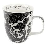 Karma Gifts 14 oz Black and White Boho Mug Mermaid - Cute Coffee and Tea Mug - Ceramic Coffee Mugs for Women and Men