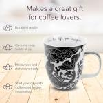 Karma Gifts 14 oz Black and White Boho Mug Mermaid - Cute Coffee and Tea Mug - Ceramic Coffee Mugs for Women and Men