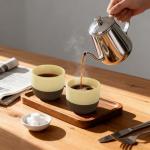 DEAYOU Set of 6 Ceramic Espresso Cups, 4.2oz Stackable Japanese Tea Cups, Handleless Chinese Teacup, Thick Walled Demitasse Cups for Espresso Machine, Cafe, Dishwasher & Microwave Safe