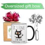 FALJIOK Funny Cat Coffee Mug Gifts for Cat Lover, It's Fine I'm Fine Everything Is Fines Coffee Mug 11oz, Novelty Mugs Gift for Women Man, Cats Lover Birthday Christmas Mugs