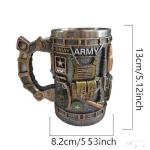UBNZESW 250th Anniversary Mugs Military 3D Mug, Commemorative Coffee Cup, Stainless Steel Inner, Christmas Gifts for Veteran & Military Fun Collectibles