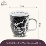 Karma Gifts 14 oz Black and White Boho Mug Mermaid - Cute Coffee and Tea Mug - Ceramic Coffee Mugs for Women and Men