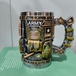 UBNZESW 250th Anniversary Mugs Military 3D Mug, Commemorative Coffee Cup, Stainless Steel Inner, Christmas Gifts for Veteran & Military Fun Collectibles