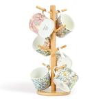 Woevviuy 8 Hooks Large Capacity Mug Holder Tree, Bamboo Mugs Trees for Counter, Detachable Cup Stand Holders Coffee Bar Accessories