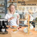 Woevviuy 8 Hooks Large Capacity Mug Holder Tree, Bamboo Mugs Trees for Counter, Detachable Cup Stand Holders Coffee Bar Accessories