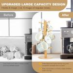 Woevviuy 8 Hooks Large Capacity Mug Holder Tree, Bamboo Mugs Trees for Counter, Detachable Cup Stand Holders Coffee Bar Accessories