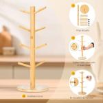 Woevviuy 8 Hooks Large Capacity Mug Holder Tree, Bamboo Mugs Trees for Counter, Detachable Cup Stand Holders Coffee Bar Accessories