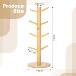 Woevviuy 8 Hooks Large Capacity Mug Holder Tree, Bamboo Mugs Trees for Counter, Detachable Cup Stand Holders Coffee Bar Accessories