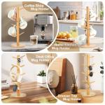 Woevviuy 8 Hooks Large Capacity Mug Holder Tree, Bamboo Mugs Trees for Counter, Detachable Cup Stand Holders Coffee Bar Accessories