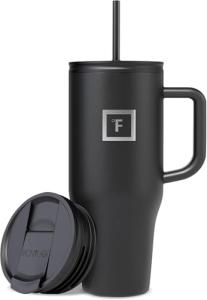 IRON °FLASK Co-Pilot Insulated Mug w/Straw & Flip Cap Lids - Cup Holder Bottle for Hot, Cold Drink - Leak-Proof - Water, Coffee Portable Travel Mug -, 32 Oz