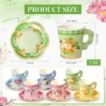 Nuogo 300Pcs Floral Paper Tea Cups and Saucers 7 OZ Disposable Tea Cup with Handle and Plates for Garden Party Supplies Wedding Birthday Baby Shower Bridal Mother's Day, Serve 150 Guest(Fresh Color)