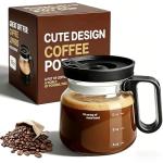 Shelprojsu 16oz Coffee Pot Mug,Glass Coffee Cups Mini Coffee Pot Coffee Mug,with Leak-proof Lid Large Capacity, For Ldeal Gift Coffee Lovers(1pc)