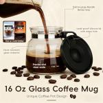 Shelprojsu 16oz Coffee Pot Mug,Glass Coffee Cups Mini Coffee Pot Coffee Mug,with Leak-proof Lid Large Capacity, For Ldeal Gift Coffee Lovers(1pc)