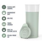 Ello Ogden 16oz Ceramic Travel Mug with Splash-Resistant Slider Lid and Protective Silicone Sleeve, Perfect for Coffee or Tea, BPA-Free, Dishwasher Safe, Honeydew