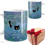 SUUURA-OO Famous Art Paintings Funny Cat Coffee Mug for Artist Art Lover Teacher Cat Lovers, Famous Picture Classic Vincent Aesthetic Canvas Mug Birthday Gift for Women Man (Water Lilies)