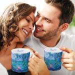 RainCaper Monet Large Porcelain Fine Art Coffee and Tea Mug for Home and Office, 14 Oz Dishwasher and Microwave Safe Nympheas